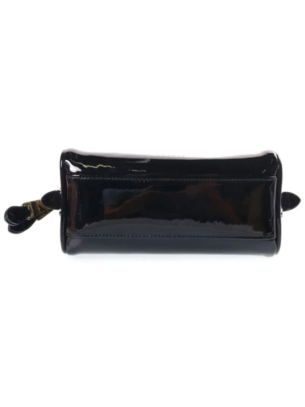 Miu Miu Patent Leather Mini Top Handle Shoulder Bag Gold Black